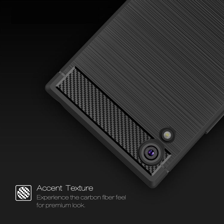 For Sony Xperia XA1 Brushed Texture Carbon Fiber Shockproof TPU Rugged Armor Protective Case(Grey) - free shipping - PMC TechLife - Order now!