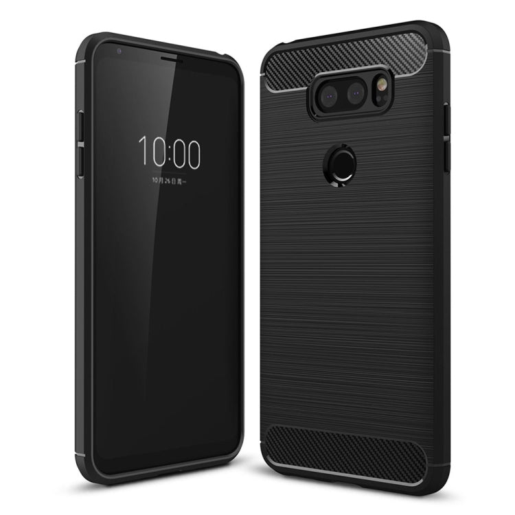For LG V30 Brushed Texture Carbon Fiber Shockproof TPU Rugged Armor Protective Case (Black) - free shipping - PMC TechLife - Order now!