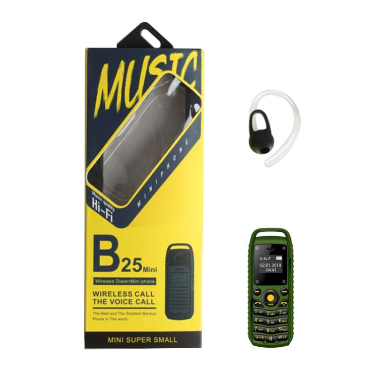 Mini B25 Headphone Mobile Phone, Hands Free Bluetooth Dialer Headphone, MP3 Music, Dual SIM, Network: 2G(Green) - Others by PMC TechLife | Online Shopping South Africa | PMC TechLife
