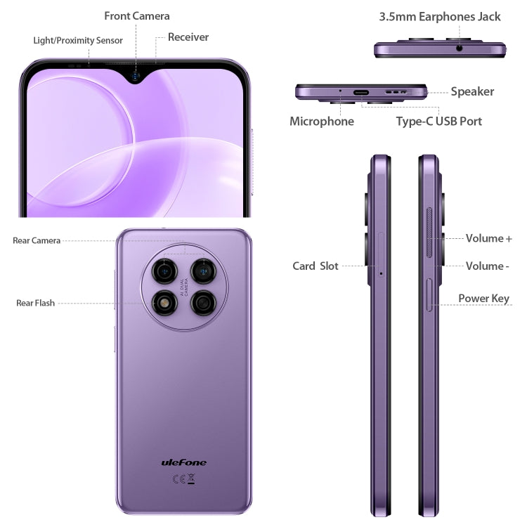 [HK Warehouse] Ulefone Note 15, 2GB+32GB, Face ID Identification, 6.22 inch Android 12 GO MediaTek MT6580 Quad-core up to 1.3GHz, Network: 3G, Dual SIM(Purple) - Ulefone by Ulefone | Online Shopping South Africa | PMC Jewellery