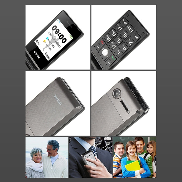 UNIWA X28 Dual-screen Flip Phone, 2.8 inch + 1.77 inch, MT6261D, Support Bluetooth, FM, SOS, GSM, Dual SIM(Black) - UNIWA by UNIWA | Online Shopping South Africa | PMC Jewellery
