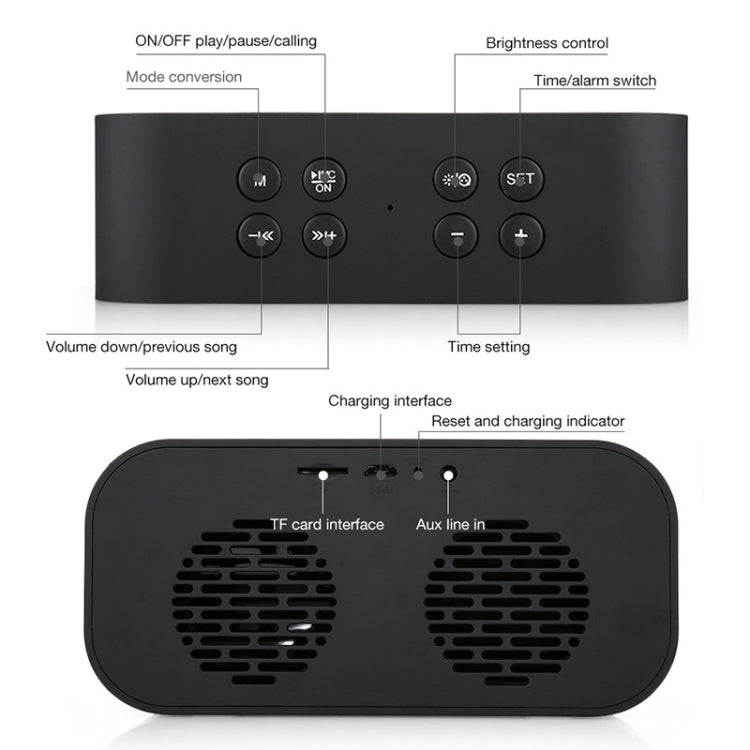 AEC BT501 Bluetooth 5.0 Mini Speaker with LED & Alarm Clock & Clock & Mirror, Support 32G TF Card(Red) - free shipping - PMC TechLife - Order now!