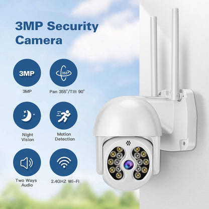 Tuya QX56 3.0 Million Pixels IP66 Waterproof 2.4G Wireless IP Camera, Support Amazon Alexa & Google Home & Motion Detection & Two-way Audio & Full Color Night Vision & TF Card, AU Plug - Dome Camera by PMC Jewellery | Online Shopping South Africa | PMC Jewellery