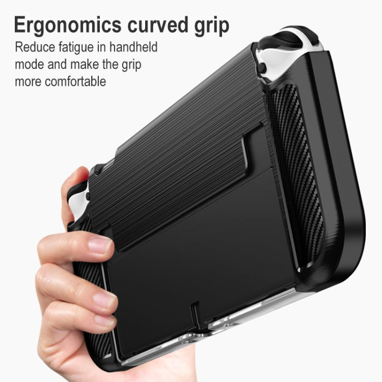 Carbon Fiber TPU Shockproof Protective Case For Nintendo Switch OLED(Black) - Cases by PMC Jewellery | Online Shopping South Africa | PMC Jewellery