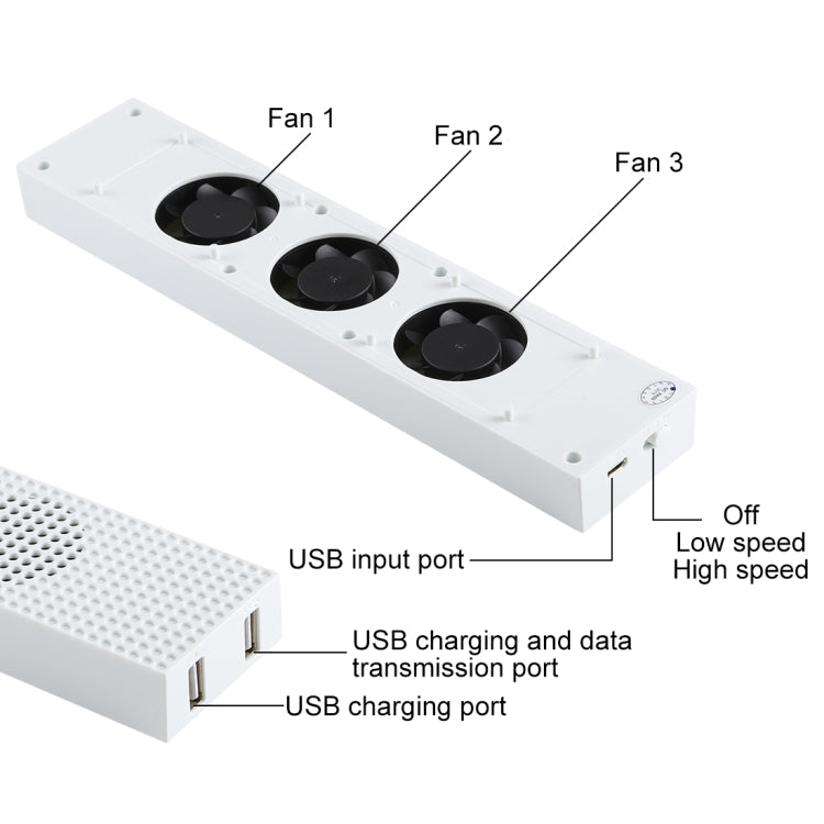 DOBE Game Console Cooling Fans with Dual USB Ports & Low/High Speed Switch for XBOX One S Console - Charger & Power by DOBE | Online Shopping South Africa | PMC Jewellery
