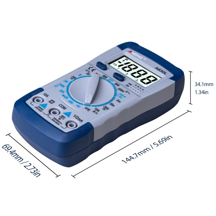 ANENG A830L Handheld Multimeter Household Electrical Instrument (Yellow Grey) - Current & Voltage Tester by ANENG | Online Shopping South Africa | PMC TechLife | Buy Now Pay Later Mobicred