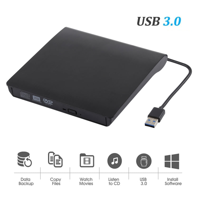 Brushed Texture USB 3.0 POP-UP Mobile External DVD-Rw DVD / CD Rewritable Drive External ODD & HDD Device - Rewritable Drive by PMC Jewellery | Online Shopping South Africa | PMC Jewellery