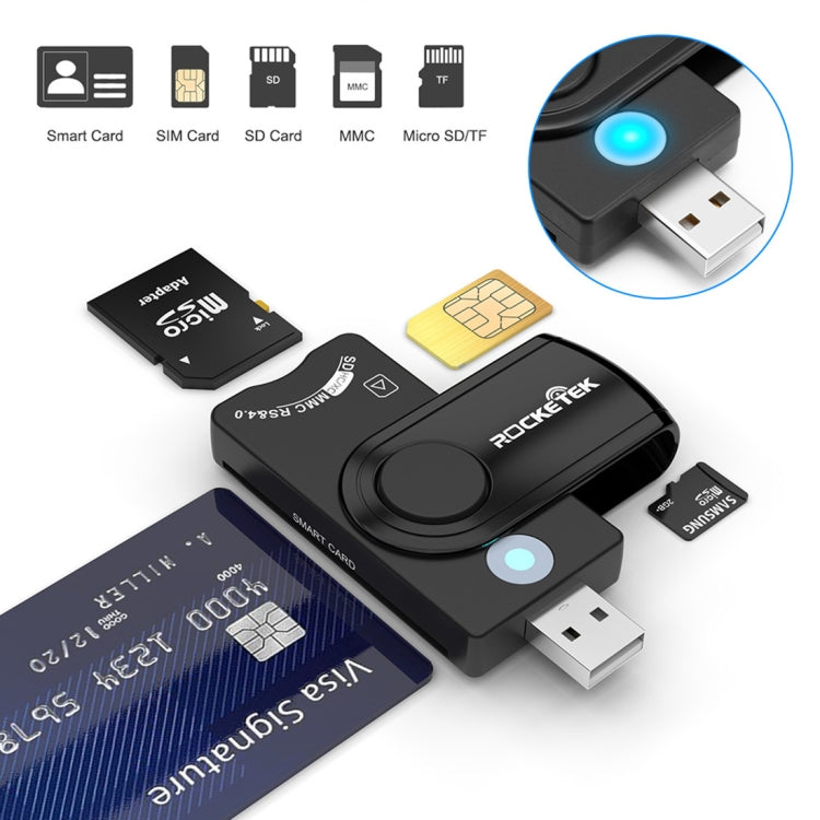 ROCKETEK CR310 USB 3.0 + TF Card + SD Card + SIM Card + Smart Card Multi-function Card Reader - free shipping - PMC TechLife - Order now!