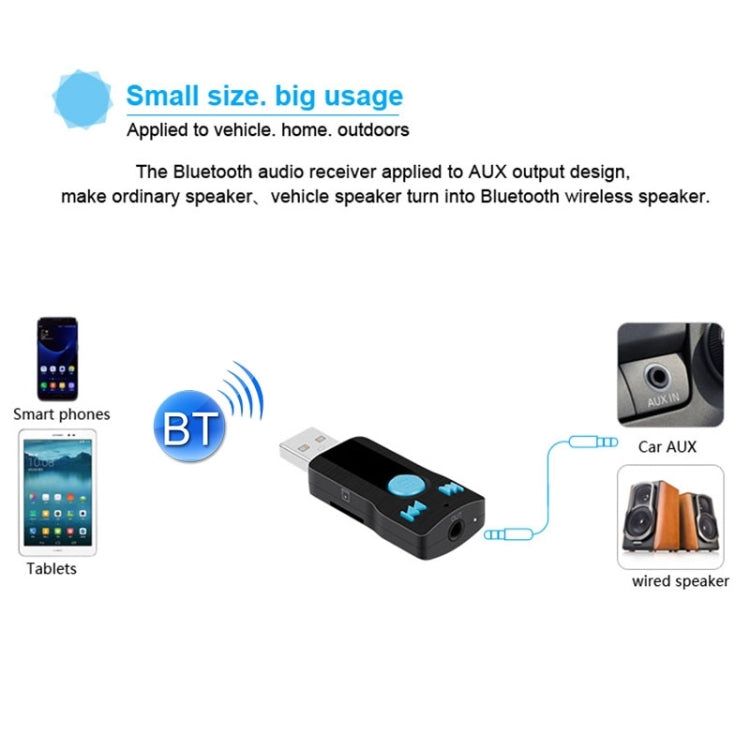 BC07 Mini Brushed Texture USB Bluetooth Receiver MP3 Player SD/TF Card Reader with Microphone & Audio Cable, Support Handsfree & AUX Output & 32GB Micro SD / TF Card & Two-sided USB Port Connecting - Car MP3 & MP4 & MP5 by PMC Jewellery | Online Shopping South Africa | PMC Jewellery