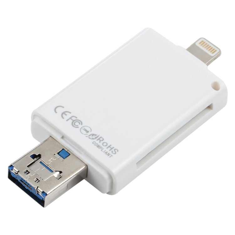 NK-208 3 in 1 i-Flash TF Card / SD Card Reader For 8 Pin + USB 2.0 + Micro USB Devices(White) - U Disk & Card Reader by PMC Jewellery | Online Shopping South Africa | PMC Jewellery