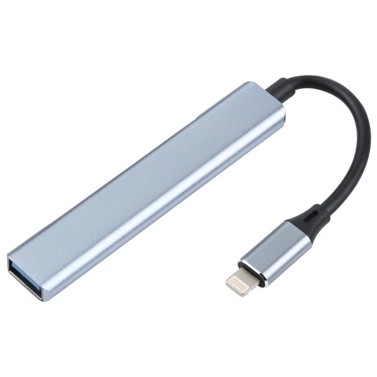 S-209 3 in 1 8 Pin Male to Dual USB 2.0 + USB 3.0 Female Adapter HUB(Silver Grey) - Converter & Adapter by PMC Jewellery | Online Shopping South Africa | PMC Jewellery