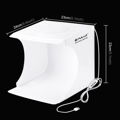 PULUZ 23cm Ring LED Panel Folding Portable Light Photo Lighting Studio Shooting Tent Box Kit with 6 Colors Backdrops (Black, White, Yellow, Red, Green, Blue), Unfold Size: 24cm x 23cm x 23cm -  by PULUZ | Online Shopping South Africa | PMC Jewellery