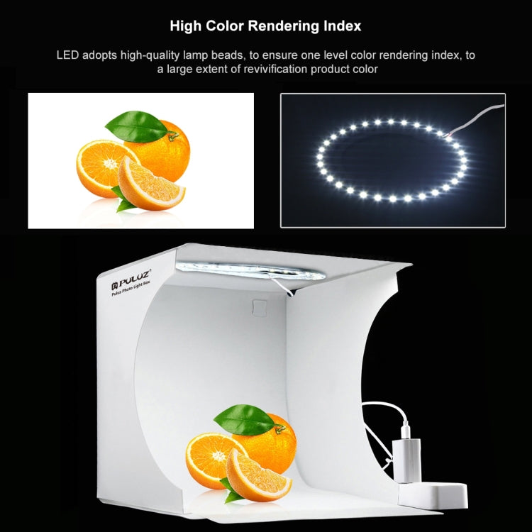 PULUZ 23cm Ring LED Panel Folding Portable Light Photo Lighting Studio Shooting Tent Box Kit with 6 Colors Backdrops (Black, White, Yellow, Red, Green, Blue), Unfold Size: 24cm x 23cm x 23cm -  by PULUZ | Online Shopping South Africa | PMC Jewellery