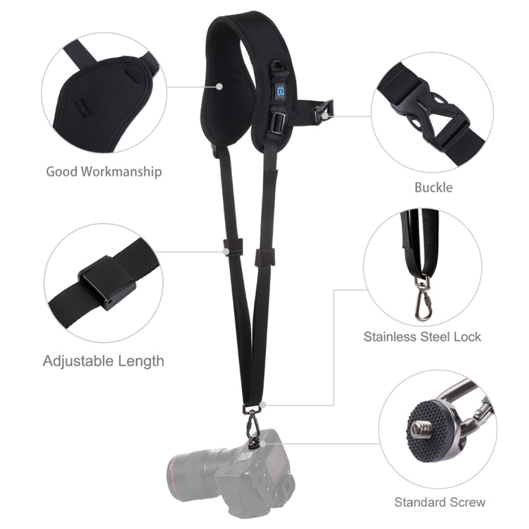 PULUZ Quick Release Anti-Slip Soft Pad Nylon Breathable Curved Camera Strap with Metal Hook for SLR / DSLR Cameras - free shipping - PMC TechLife - Order now!