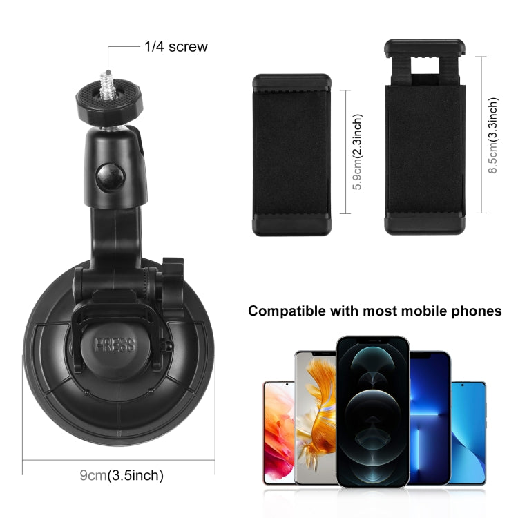PULUZ Car Suction Cup Mount with Phone Clamp / Screw / Tripod Adapter - Holder by PULUZ | Online Shopping South Africa | PMC TechLife | Buy Now Pay Later Mobicred