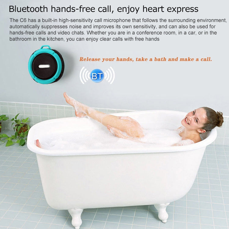 C6 Outdoor Waterproof Bluetooth Speaker with Suction, Support Hands-free Calling(Blue) - Waterproof Speaker by PMC TechLife | Online Shopping South Africa | PMC TechLife