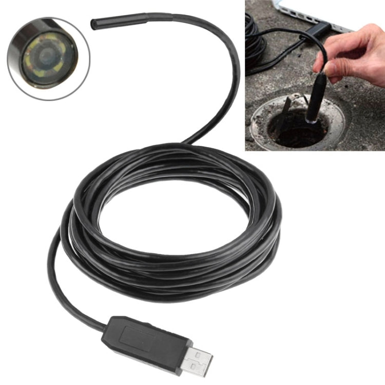 Waterproof USB Endoscope Snake Tube Inspection Camera with 6 LED for Parts of OTG Function Android Mobile Phone, Length: 5m, Lens Diameter: 7mm(Black) -  by PMC Jewellery | Online Shopping South Africa | PMC Jewellery