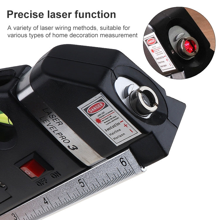 Laser Level with Tape Measure Pro 3 (250cm), LV-03(Black) - Laser Rangefinder by PMC TechLife | Online Shopping South Africa | PMC TechLife