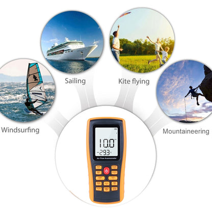 BENETECH GM8902 2.6 Inch LCD Screen Digital Wind Speed Meter Anemometer(Yellow) - Tachometers & Anemometer by BENETECH | Online Shopping South Africa | PMC Jewellery | Buy Now Pay Later Mobicred