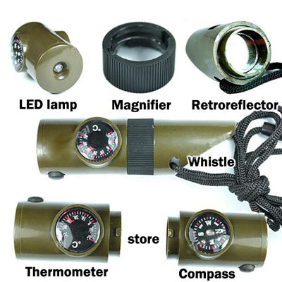7 in 1 (Survival Whistle / Compass / Thermometer / LED Light / Magnifier / Retroreflector / String) - Emergency Tools by PMC TechLife | Online Shopping South Africa | PMC TechLife