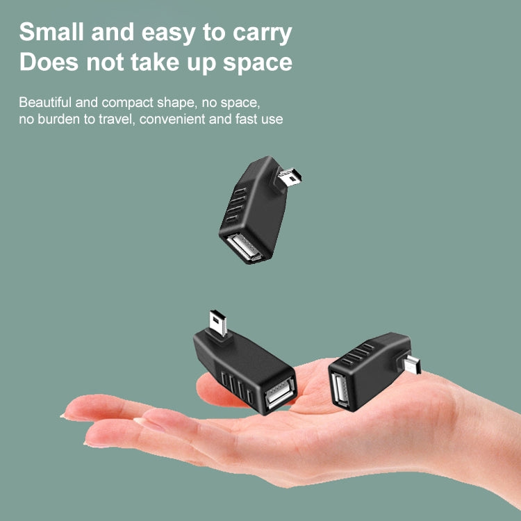 Mini USB Male to USB 2.0 AF Adapter with 90 Degree Right Angled, Support OTG Function(Black) - USB Adapter by PMC TechLife | Online Shopping South Africa | PMC TechLife | Buy Now Pay Later Mobicred