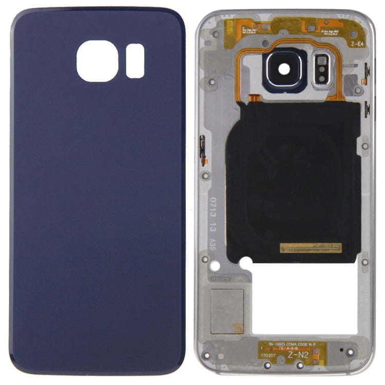 For Galaxy S6 Edge / G925 Full Housing Cover (Back Plate Housing Camera Lens Panel + Battery Back Cover ) (Blue) - Back Cover by PMC Jewellery | Online Shopping South Africa | PMC Jewellery