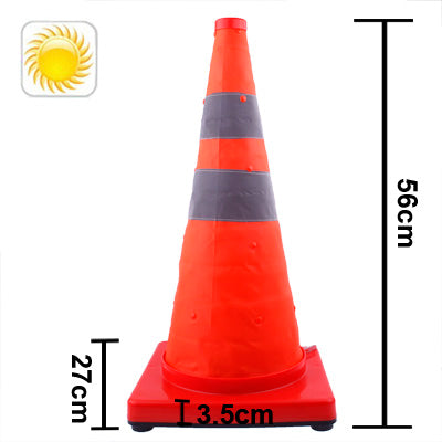 3-LED Solar Lift Traffic Safety Warning Road Cones, Height: 56cm - Warning Lights by PMC Jewellery | Online Shopping South Africa | PMC Jewellery