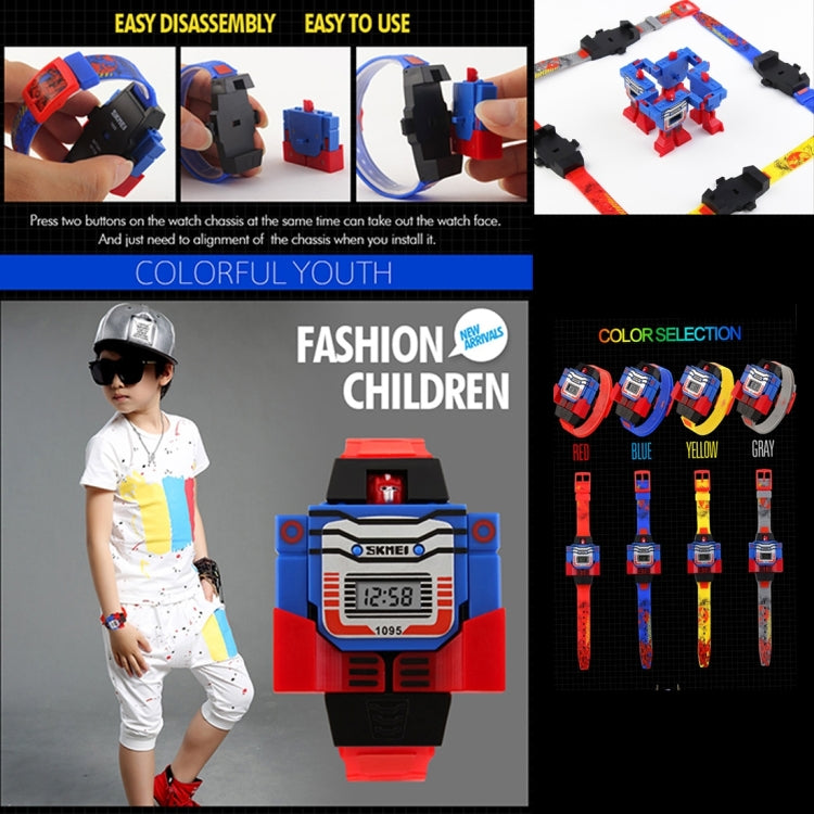 SKMEI Transformation Toy Shape Changing Removable Dial Digital Movement Children Watch with PU Plastic Cement Band(Dark Blue) - Cartoon Watches by SKMEI | Online Shopping South Africa | PMC Jewellery | Buy Now Pay Later Mobicred