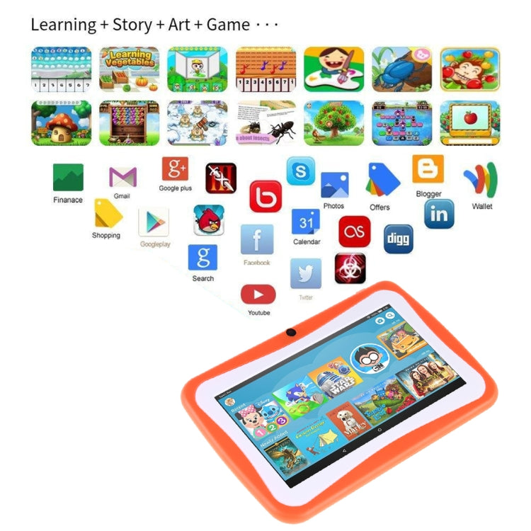 Kids Education Tablet PC, 7.0 inch, 1GB+8GB, Android 4.4.2 Allwinner A33 Quad Core 1.3GHz, WiFi, TF Card up to 32GB, Dual Camera(Orange) -  by PMC Jewellery | Online Shopping South Africa | PMC Jewellery