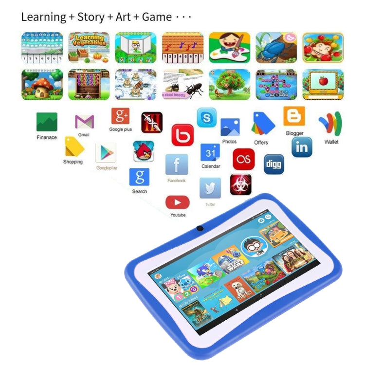 M755 Kids Education Tablet PC, 7.0 inch, 1GB+16GB, Android 5.1 Allwinner A33 Quad Core up to 1.3GHz, 360 Degree Menu Rotation, WiFi(Blue) -  by PMC Jewellery | Online Shopping South Africa | PMC Jewellery