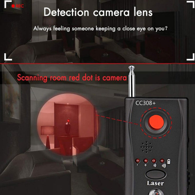 CC308+ Multi-Detector Full-Range All-Round Detector For Hidden Mini Camera / IP Lens/ GMS / RF Signal Detector Finder(Black) - free shipping - PMC TechLife - Order now!