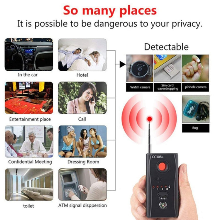 CC308+ Multi-Detector Full-Range All-Round Detector For Hidden Mini Camera / IP Lens/ GMS / RF Signal Detector Finder(Black) - RF Signal Detector by PMC Jewellery | Online Shopping South Africa | PMC Jewellery