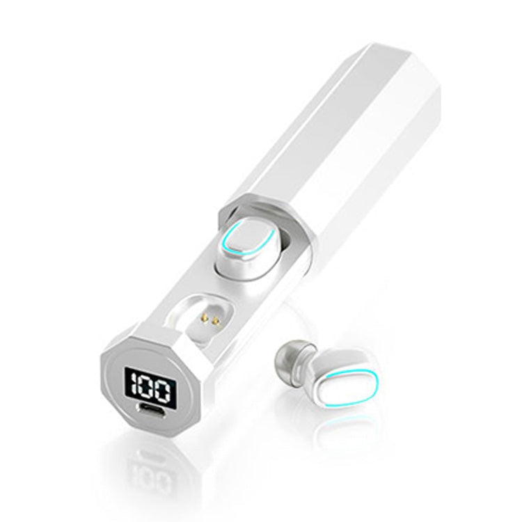 C1 Bluetooth 5.0 TWS Polygonal Touch Digital Display True Wireless Bluetooth Earphone with Charging Box(White) - TWS Earphone by PMC TechLife | Online Shopping South Africa | PMC TechLife