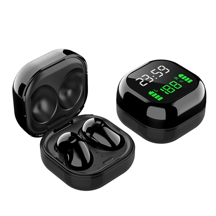 S6 Plus Bluetooth 5.0 TWS Touch Digital Display Mini Clock True Wireless Bluetooth Earphone with Charging Box(Black) - TWS Earphone by PMC Jewellery | Online Shopping South Africa | PMC Jewellery