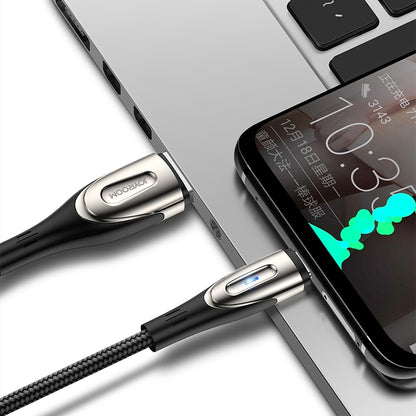 JOYROOM S-M411 Sharp Series 3A USB-C / Type-C Interface Charging + Transmission Nylon Braided Data Cable with Drop-shaped Indicator Light, Cable Length: 2m (Black) - USB-C & Type-C Cable by JOYROOM | Online Shopping South Africa | PMC Jewellery