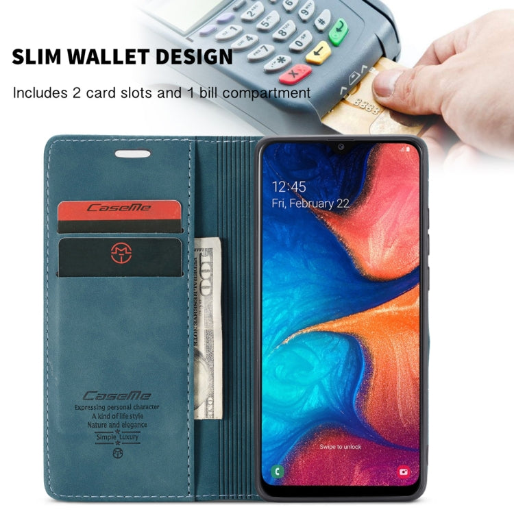 CaseMe-013 Multifunctional Retro Frosted Horizontal Flip Leather Case for Galaxy A20 / A30, with Card Slot & Holder & Wallet (Blue) - Galaxy Phone Cases by CaseMe | Online Shopping South Africa | PMC Jewellery | Buy Now Pay Later Mobicred