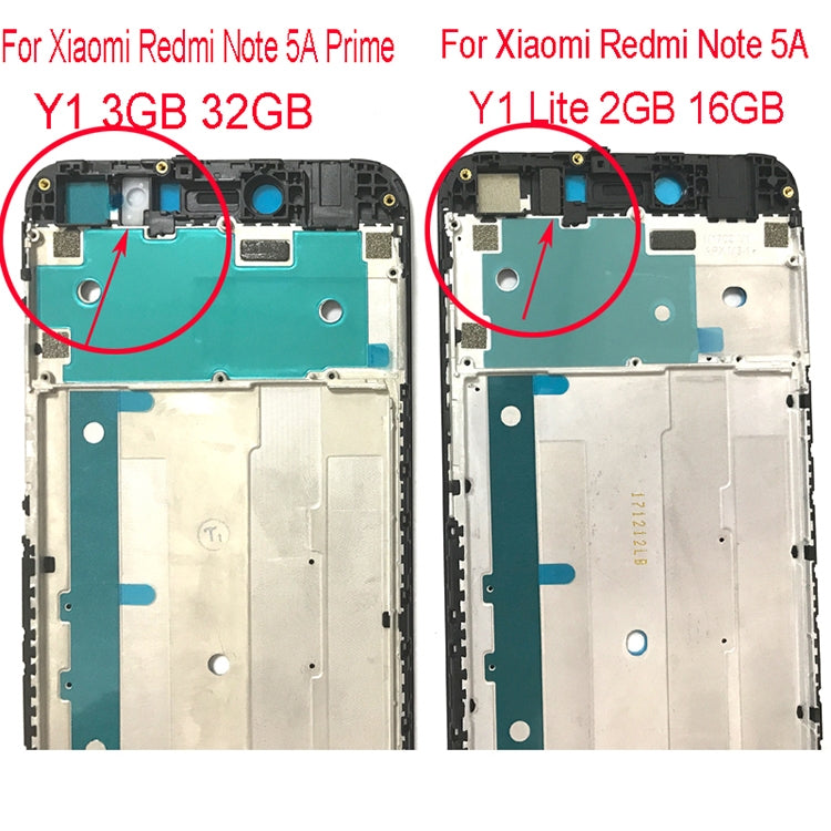 Front Housing LCD Frame Bezel for Xiaomi Redmi Note 5A / Y1 Lite(White) - Frame Bezel Plate by PMC TechLife | Online Shopping South Africa | PMC TechLife