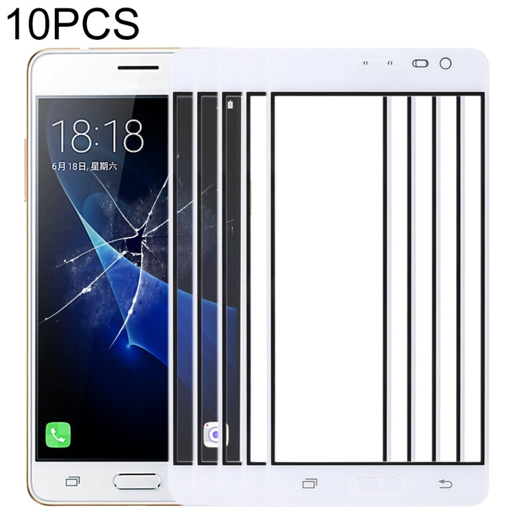 For Samsung Galaxy J3 Pro / J3110 10pcs Front Screen Outer Glass Lens (White) - Outer Glass Lens by PMC Jewellery | Online Shopping South Africa | PMC Jewellery