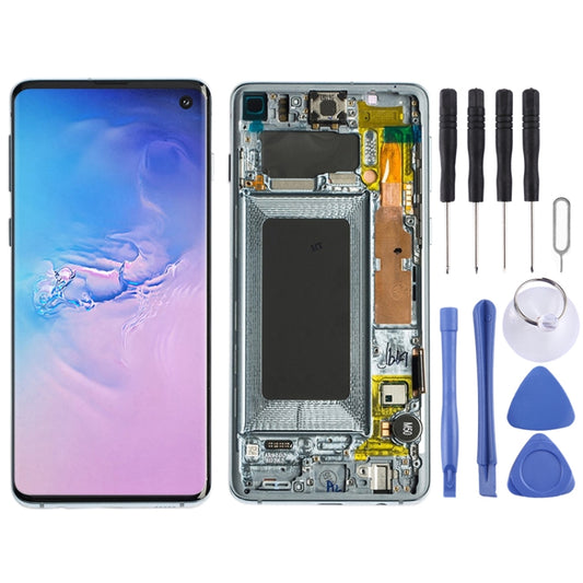 Original Super AMOLED LCD Screen for Galaxy S10 4G Digitizer Full Assembly with Frame (Blue) - LCD Screen by PMC Jewellery | Online Shopping South Africa | PMC Jewellery