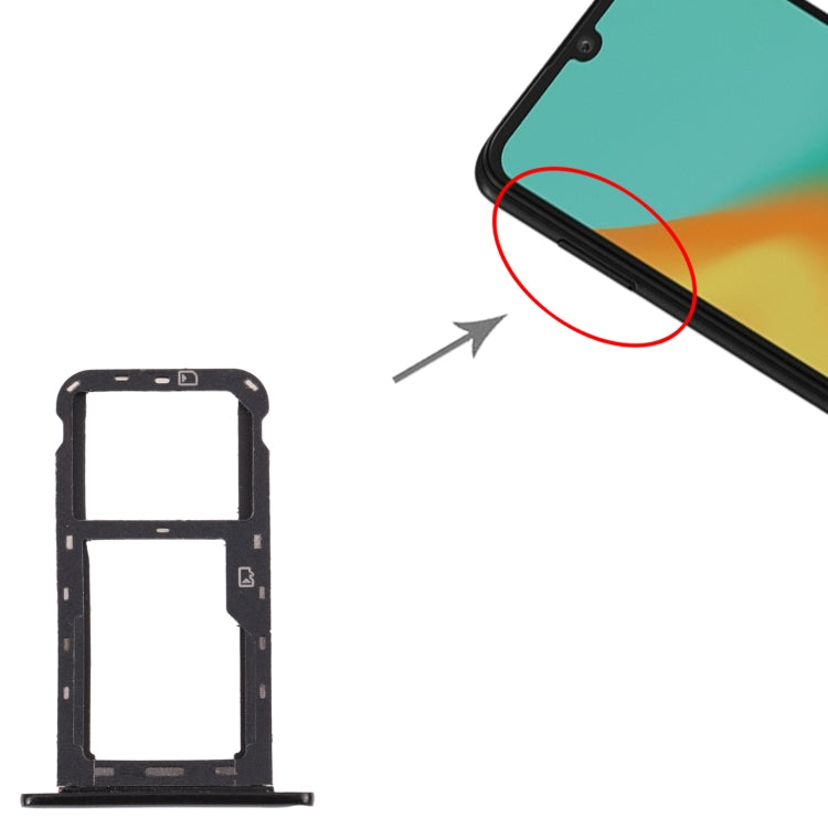 SIM Card Tray + Micro SD Card Tray for ZTE Blade A7 2019 (Black) - free shipping - PMC TechLife - Order now!