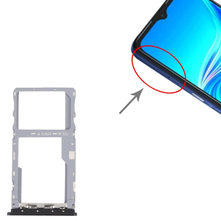 For TCL 20E Original SIM Card Tray + Micro SD Card Tray (Black) - For TCL by PMC TechLife | Online Shopping South Africa | PMC TechLife