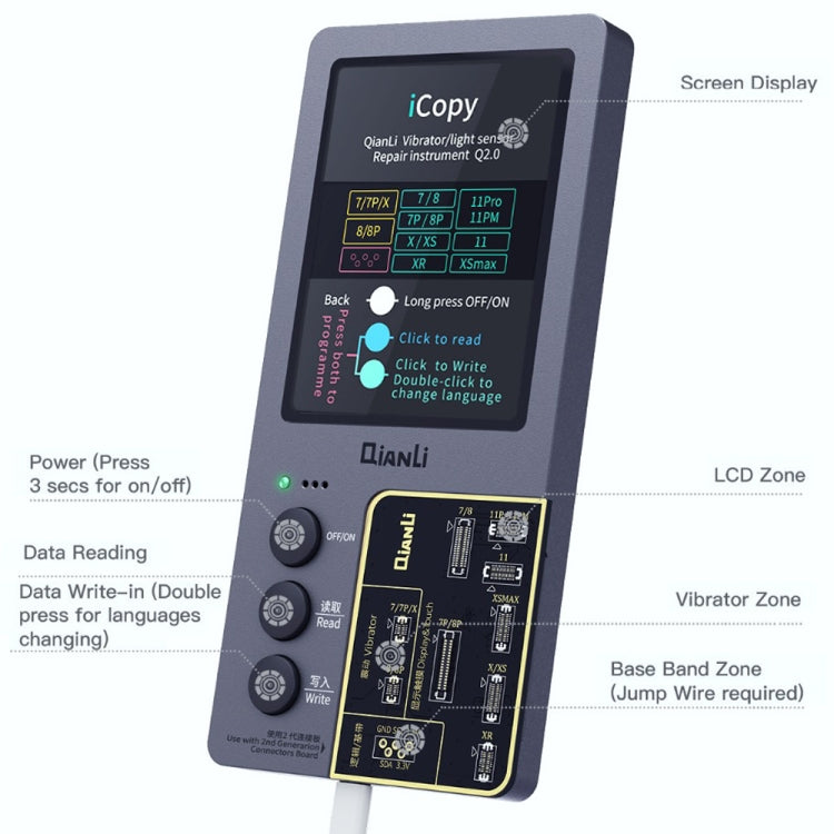 For iPhone 6 - 14 Pro Max 5 in 1 Qianli iCopy Plus 2.2 Repair Detection Programmer Set, Plug: EU - free shipping - PMC TechLife - Order now!