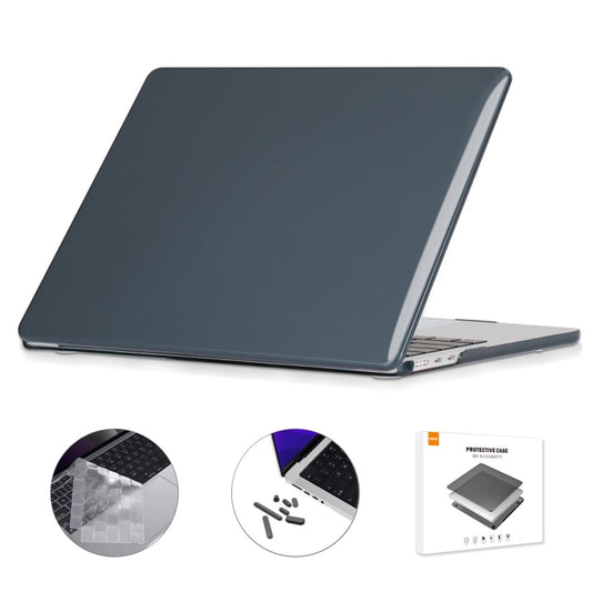 For MacBook Air 13.6 2022 A2681 EU Version ENKAY 3 in 1 Crystal Laptop Case with TPU Keyboard Film / Anti-dust Plugs(Black) - MacBook Air Cases by ENKAY | Online Shopping South Africa | PMC Jewellery