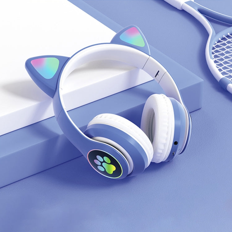 T&G TN-28 3.5mm Bluetooth 5.0 Dual Connection RGB Cat Ear Bass Stereo Noise-cancelling Headphones Support TF Card With Mic(Blue) - Headset & Headphone by T&G | Online Shopping South Africa | PMC Jewellery