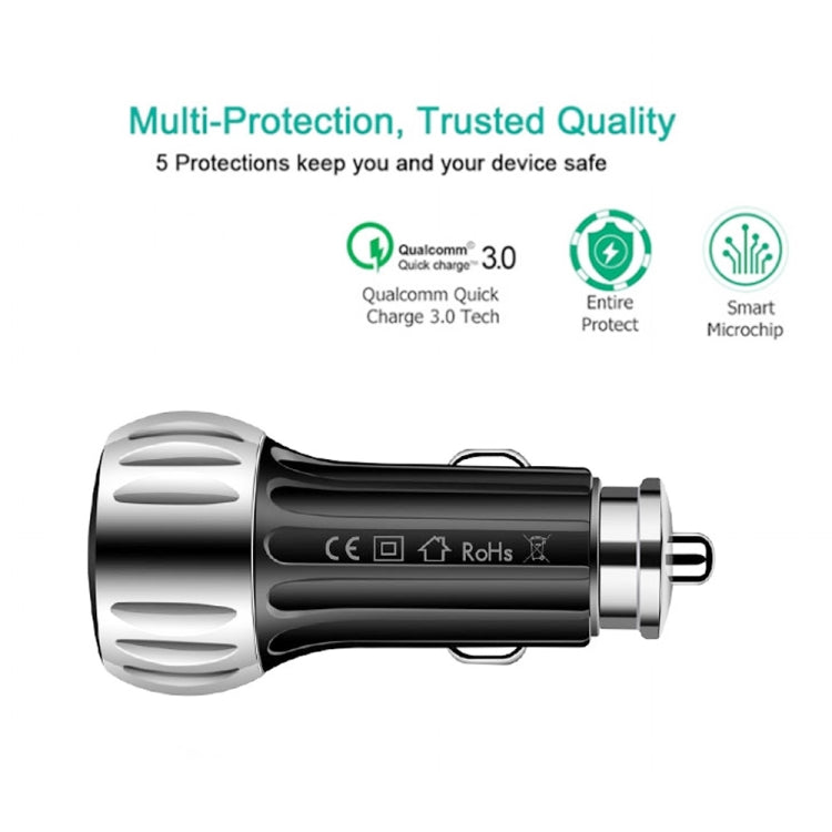 YSY-310QC18W QC3.0 Dual Port USB Car Charger for Apple / Huawei / Samsung / Xiaomi(Black) - Car Charger by PMC Jewellery | Online Shopping South Africa | PMC Jewellery