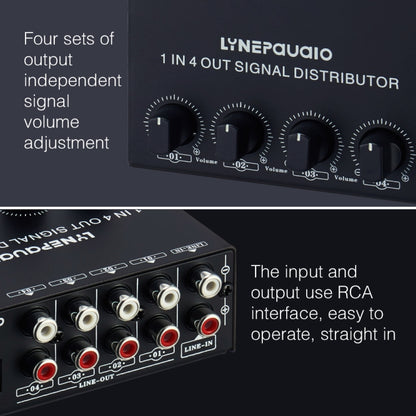 1-In 4-Out Front Stereo Signal Amplifier, Independent Output Volume Adjustment RCA Interface No Loss  Allocator, US Plug -  by PMC Jewellery | Online Shopping South Africa | PMC Jewellery