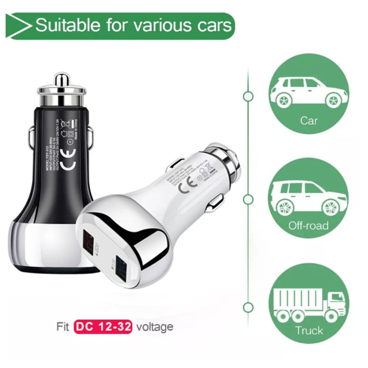 YSY-312 2 in 1 18W Portable QC3.0 Dual USB Car Charger + 1m 3A USB to Micro USB Data Cable Set(White) - Car Charger by PMC Jewellery | Online Shopping South Africa | PMC Jewellery