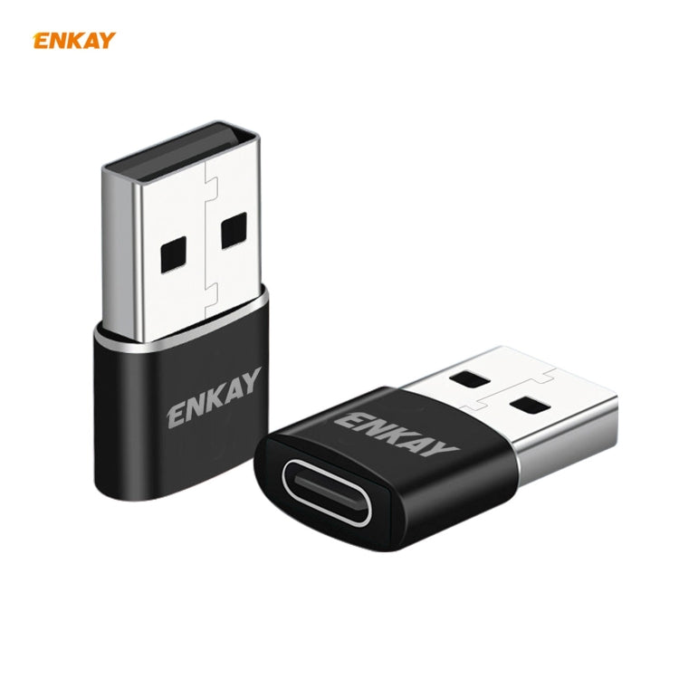 ENKAY ENK-AT105 USB Male to USB-C / Type-C Female Aluminium Alloy Adapter Converter, Support Quick Charging & Data Transmission(Black) - Type-C Adapter by ENKAY | Online Shopping South Africa | PMC Jewellery | Buy Now Pay Later Mobicred