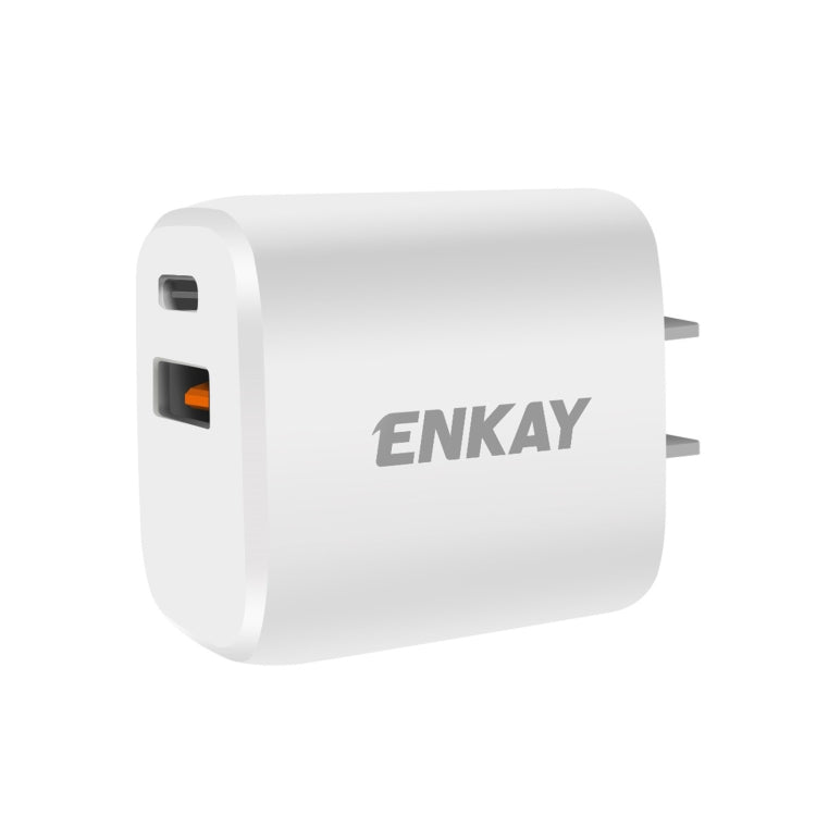 ENKAY Hat-Prince 20W PD Type-C + QC 3.0 USB Fast Charging Travel Charger Power Adapter with Fast Charge Data Cable, US Plug(With Type-C Cable) - USB Charger by ENKAY | Online Shopping South Africa | PMC Jewellery