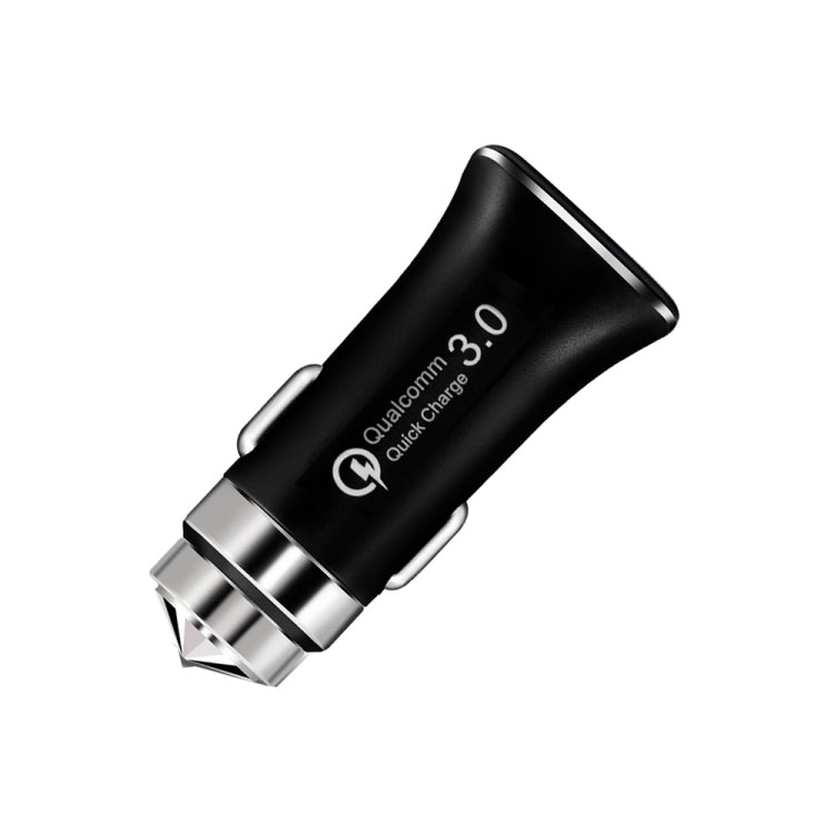 LZ-328 Safety Hammer Type QC3.0 USB  Fast Charging Car Charger(Black) - Car Charger by PMC TechLife | Online Shopping South Africa | PMC TechLife